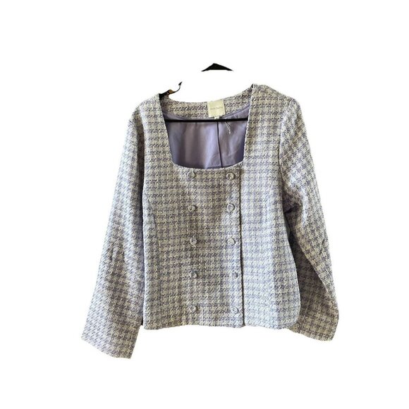 NEW Favorite Daughter The Dasha Houndstooth Check Tweed Lilac Top- Size 14 - Picture 6 of 13